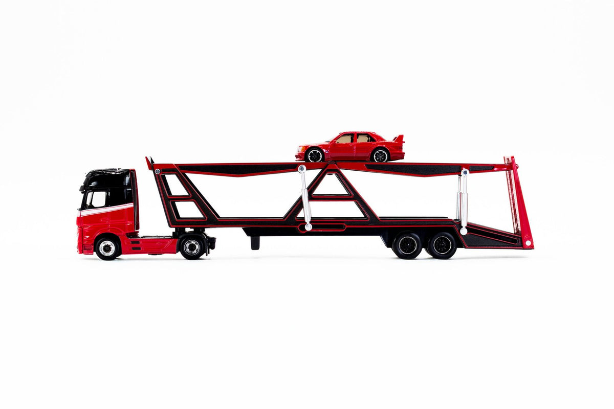 Transporter Desing Mercedes-Benz Actros 1851190E0 1990 Escala 1:64  w/1 Car Escala 1:64