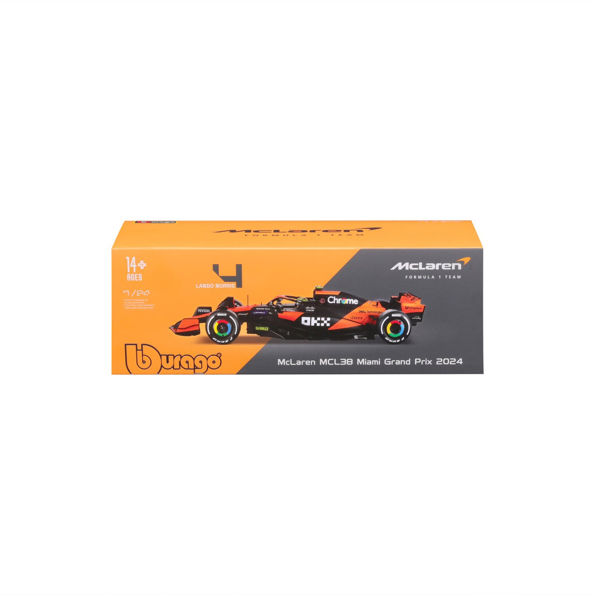 Race McLaren MCL38 2024 con casco Norris #4 Escala 1:24