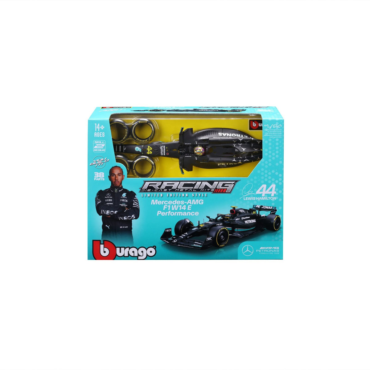 Model Kit Race Mercedes W14 2023 con casco Hamilton #44 Escala 1:24