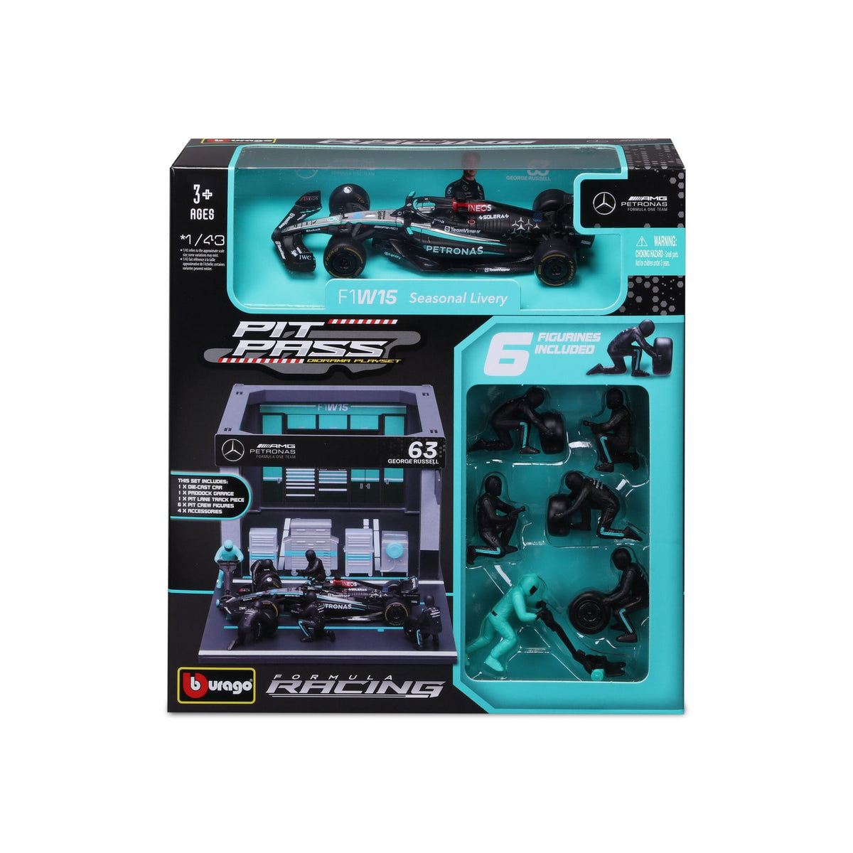 Pit Pass Race Mercedes W15 2024 Russell #63 Escala 1:43