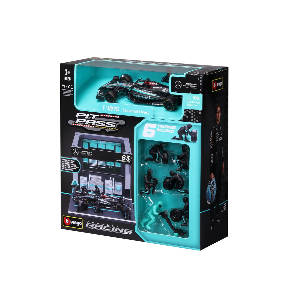 Pit Pass Race Mercedes W15 2024 Russell #63 Escala 1:43