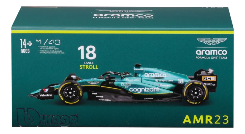 Bburago F1 Race Aston Martin Amr23 2023 #18 Stroll Con Casco_9