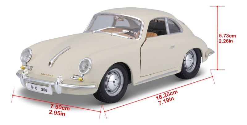 Burago Porsche 356b Coupé 1961 Ivory A Escala 1:24_5