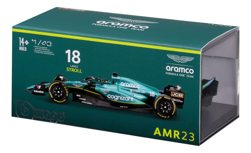 Bburago F1 Race Aston Martin Amr23 2023 #18 Stroll Con Casco_8