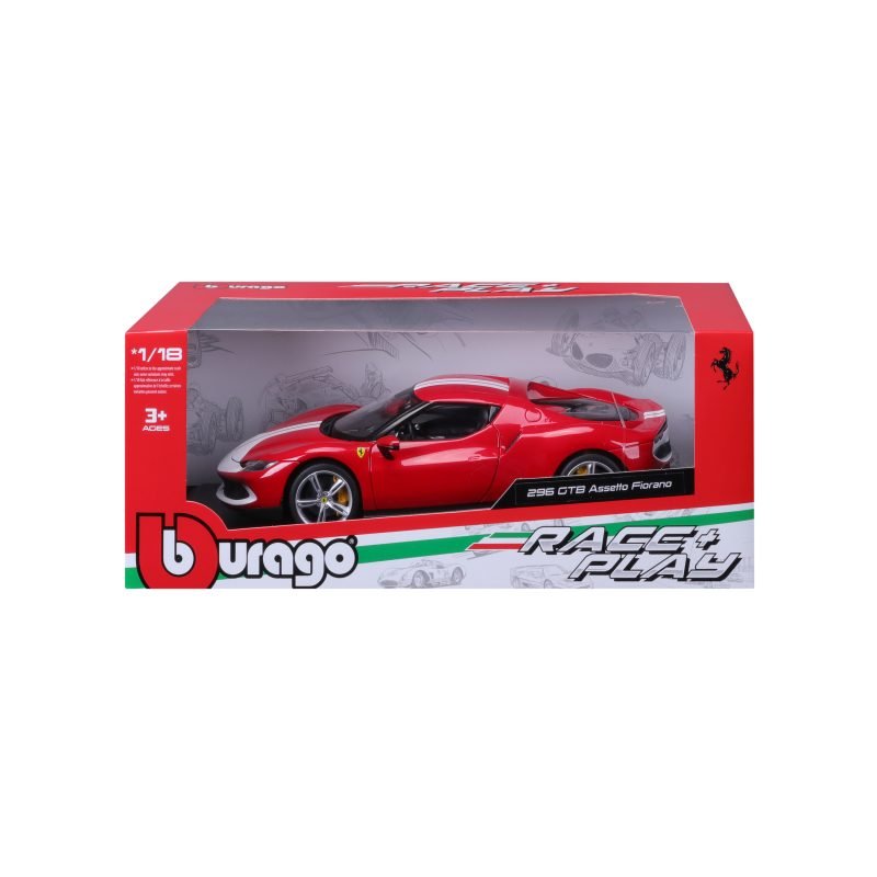 Auto Race Ferrari 296 Gtb Assetto Fiorano a Escala 1:18 color rojo - Image 5