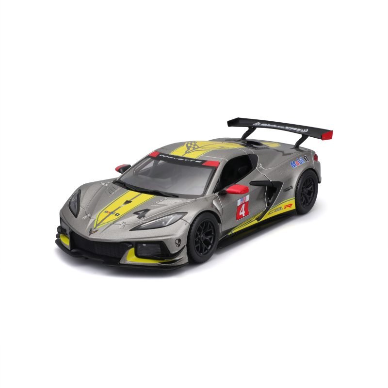 Auto Chevrolet Corvette C8r 6.2 L V8 2020 a Escala 1:24 color gris