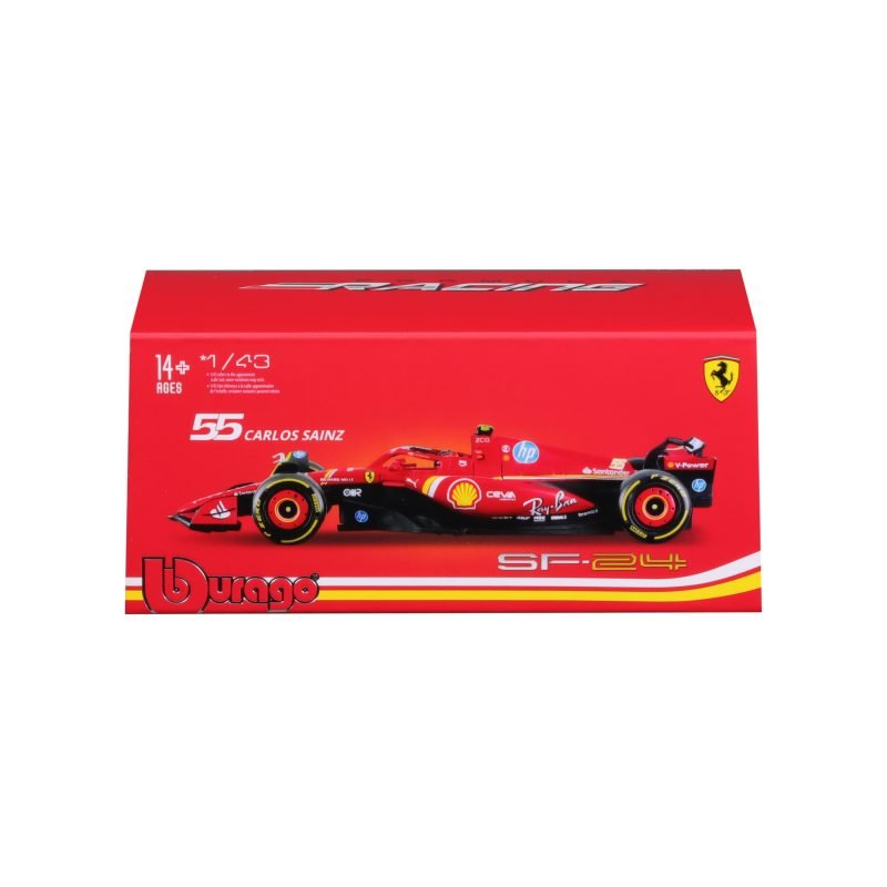 Auto Bburago F1 Ferrari SF-24 2024 a Escala 1:43 con casco - #55 Sainz - Image 5
