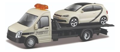 Burago 1:43 Street Fire Flatbed Transport W/ 1 Car_9525710