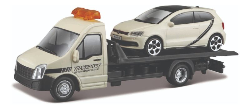 Burago 1:43 Street Fire Flatbed Transport W/ 1 Car_9525710