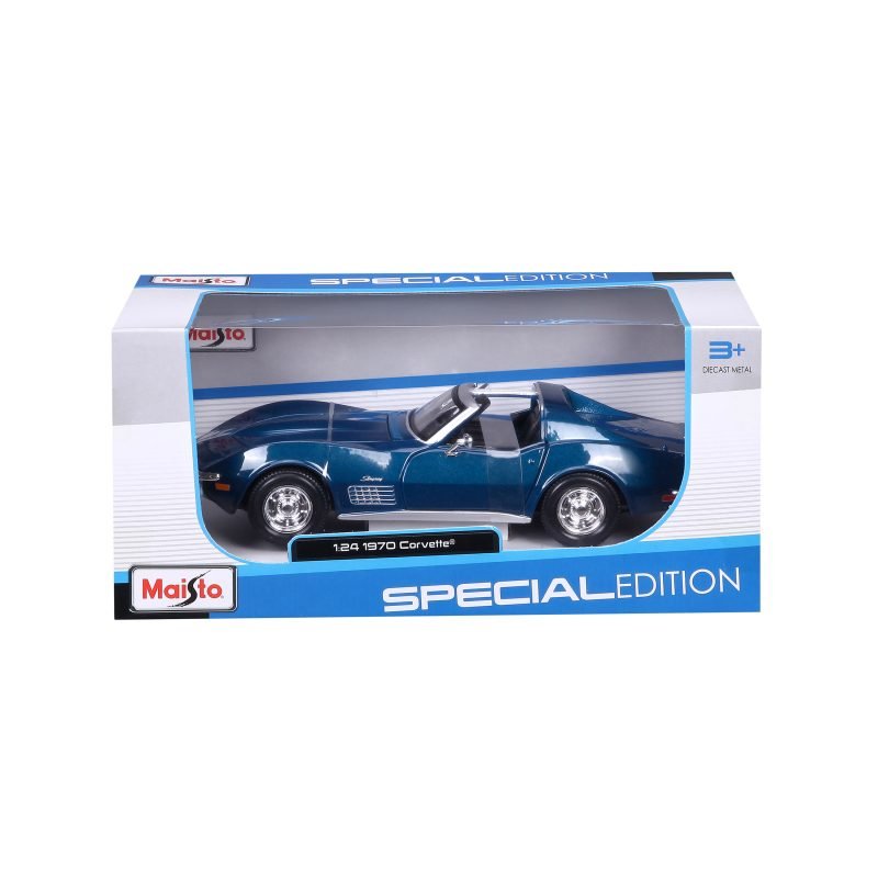 Auto Se Chevrolet Corvette 1970 a Escala 1:24 color azul - Image 6