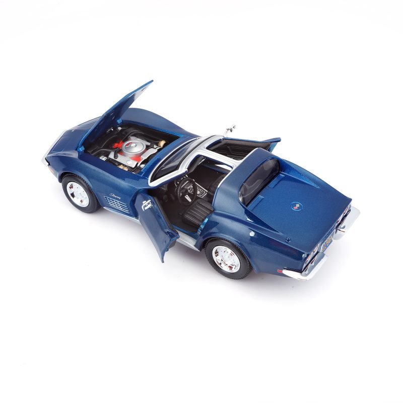 Auto Se Chevrolet Corvette 1970 a Escala 1:24 color azul - Image 4