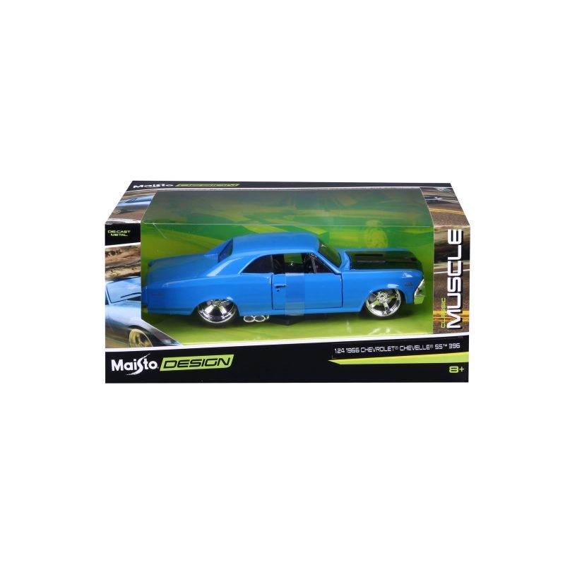 Auto Muscle Chevy Chevelle Ss 396 1966 a Escala 1:24 color azul - Image 6