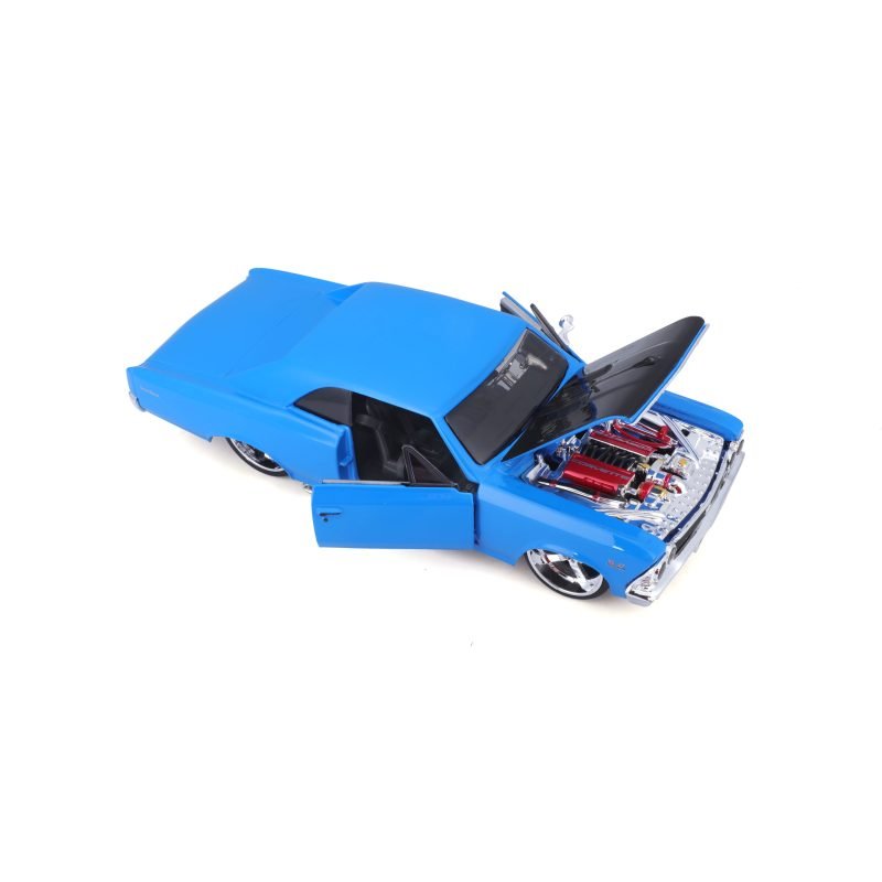 Auto Muscle Chevy Chevelle Ss 396 1966 a Escala 1:24 color azul - Image 4