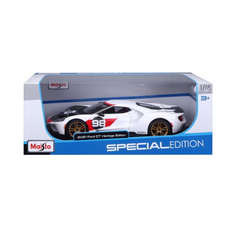 Auto Ford GT Heritage Series 2021 #98 a Escala 1:18 color blanco/negro/rojo - Image 6