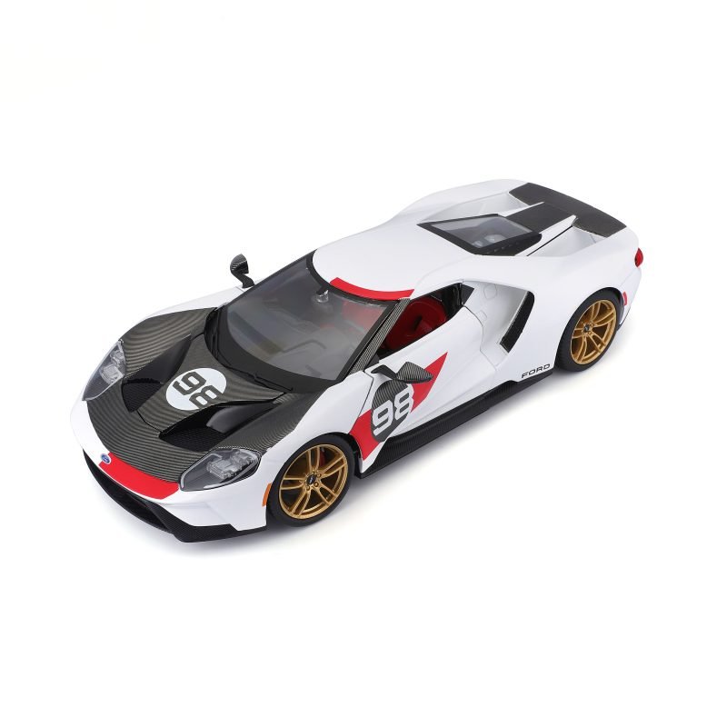 Auto Ford GT Heritage Series 2021 #98 a Escala 1:18 color blanco/negro/rojo