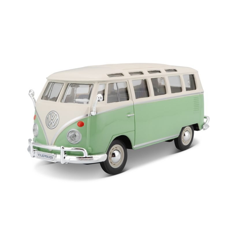 Combi Volkswagen Van Samba Edición Especial Maisto a Escala 1:25 color verde/blanco