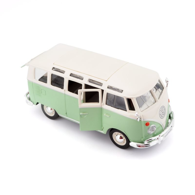 Combi Volkswagen Van Samba Edición Especial Maisto a Escala 1:25 color verde/blanco - Image 4