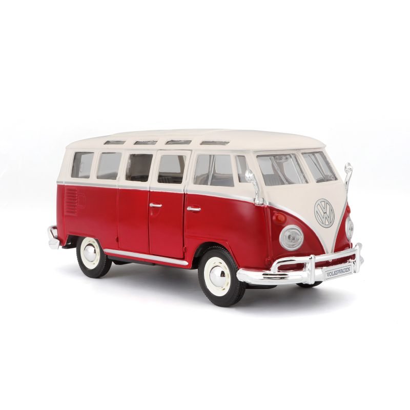 Combi Volkswagen Van Samba Edición Especial Maisto a Escala 1:25 color rojo/blanco - Image 2