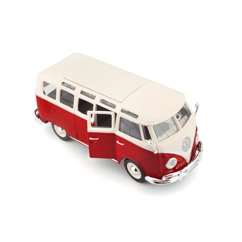 Combi Volkswagen Van Samba Edición Especial Maisto a Escala 1:25 color rojo/blanco - Image 4