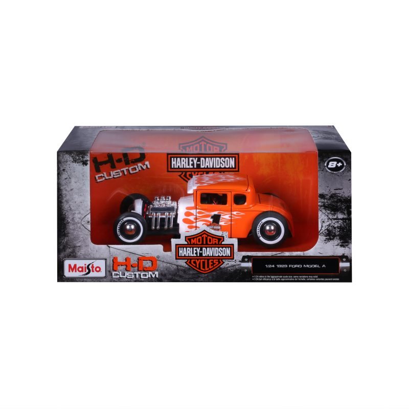 Harley Davidson Ford Modelo A 1929 a Escala 1:24 color naranja/blanco - Image 6