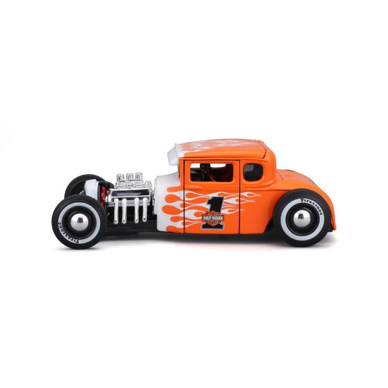 Harley Davidson Ford Modelo A 1929 a Escala 1:24 color naranja/blanco - Image 3
