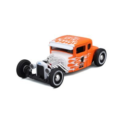 Auto Harley Davidson Ford Modelo A 1929 a Escala 1:24 color naranja/blanco