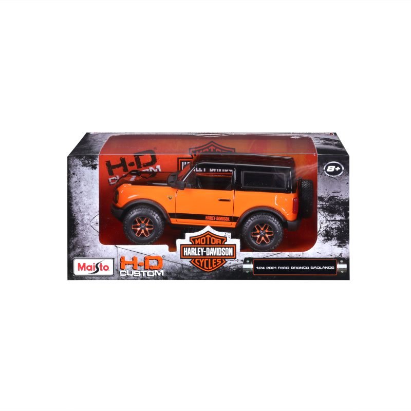 Camioneta Ford Bronco 2021 Harley Davidson a Escala 1:24 color naranja/negro - Image 5