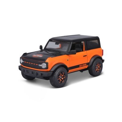 Camioneta Ford Bronco 2021 Harley Davidson a Escala 1:24 color naranja/negro