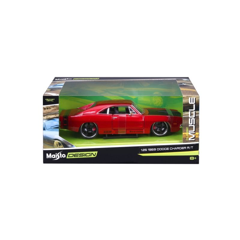 Auto Muscle Dodge Charger R/t 1969 a Escala 1:24 color rojo - Image 6