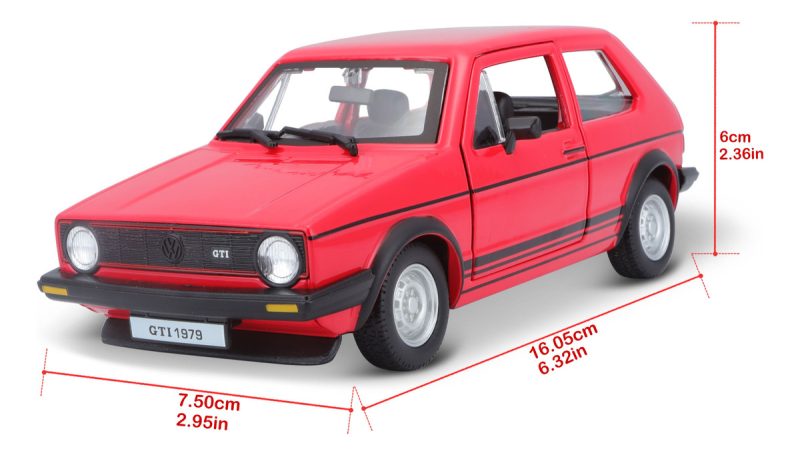 Burago Auto Volkswagen Golf Mk1 Gti (1979) A Escala 1:24_7