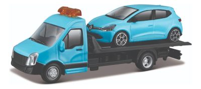 Burago 1:43 Street Fire Flatbed Transport W/ 1 Car_9525713