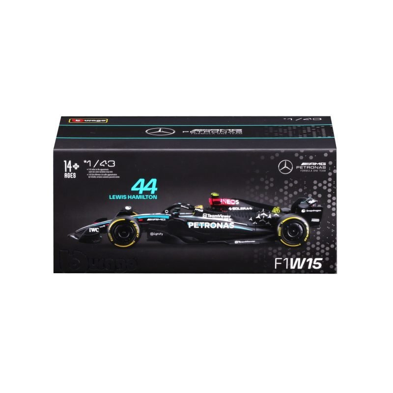Auto Bburago F1 Race Mercedes Amg F1 W15 a Escala 1:43 con Casco - Hamilton #44 - Image 6