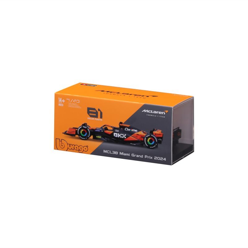 Auto Bburago F1 Mclaren Mcl38 a Escala 1:43 con Casco - Piastri #81 - Image 5
