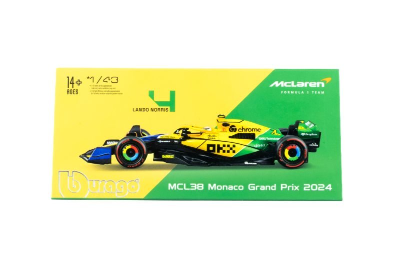 Auto Burago F1 Mclaren Mcl38 Ediciòn Monaco a Escala 1:43 con Casco - #4 Norris - Image 6