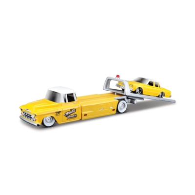 Grúa Plataforma Chevrolet 1957 con Caprice 1987 Escala 1:64